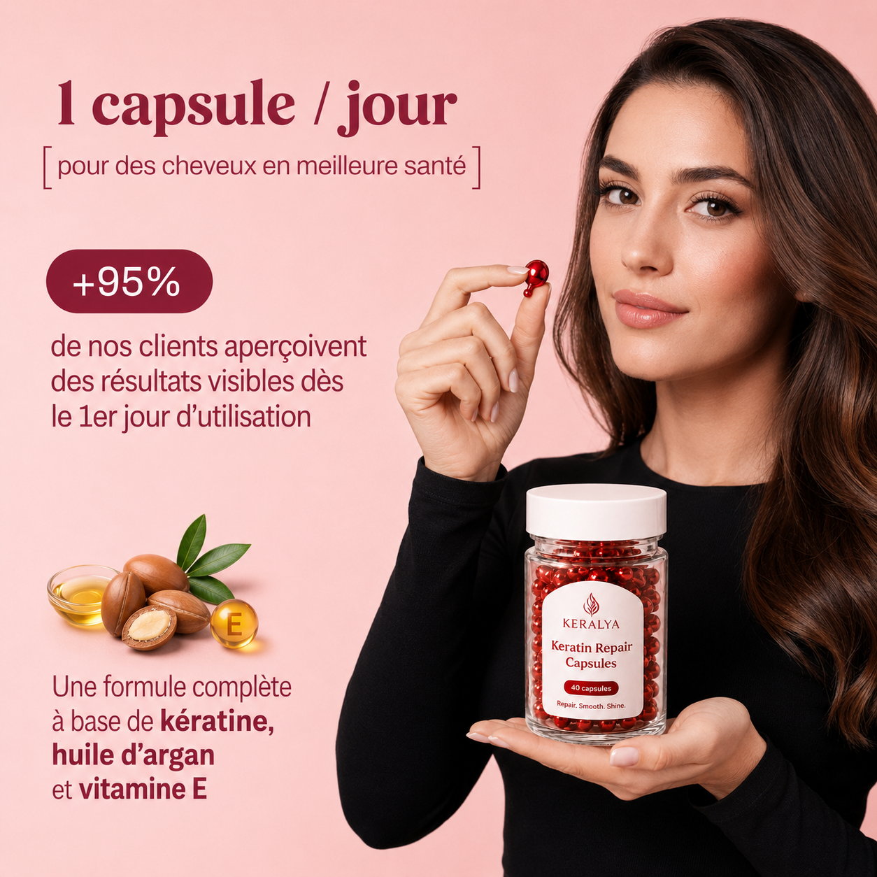 Application de l'huile capillaire Keralya sur le cuir chevelu et les longueurs