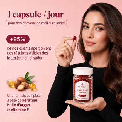 Application de l'huile capillaire Keralya sur le cuir chevelu et les longueurs