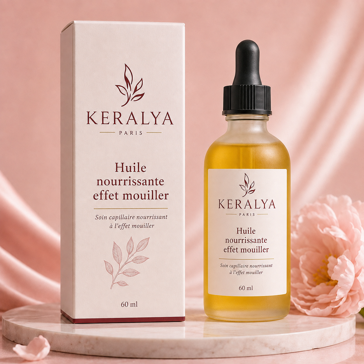 Huile effet mouillé Keralya à l'huile d'olive, romarin et lavande pour cheveux