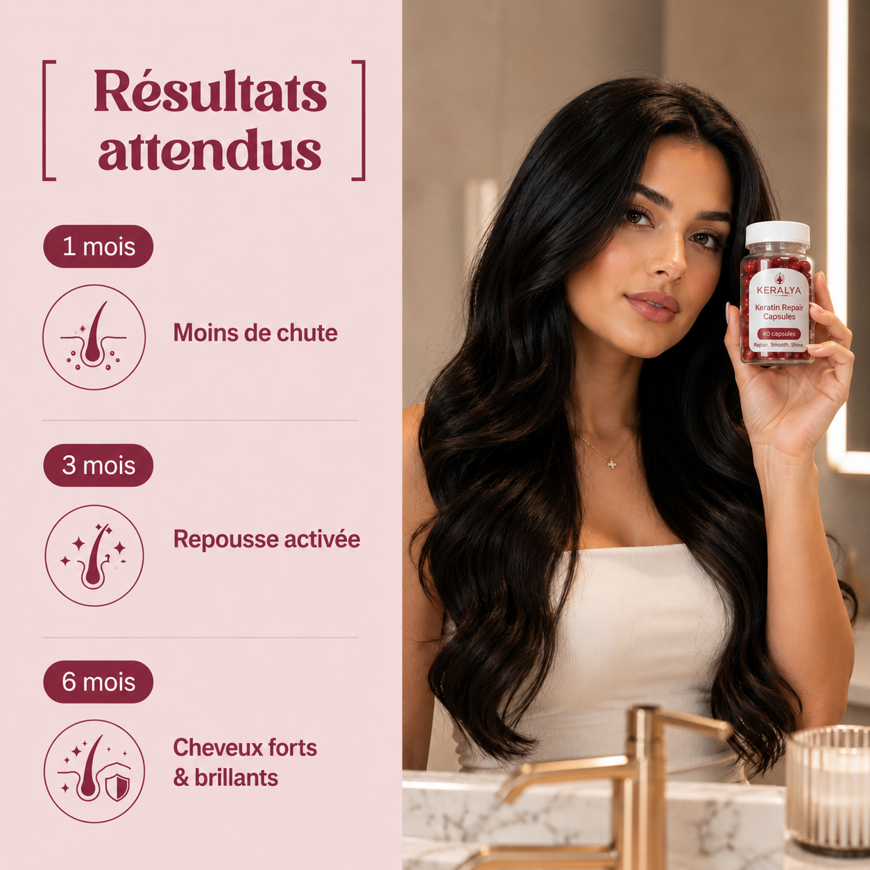 Huile Keralya soin naturel lissant pour cheveux secs, cassants et fragilisés