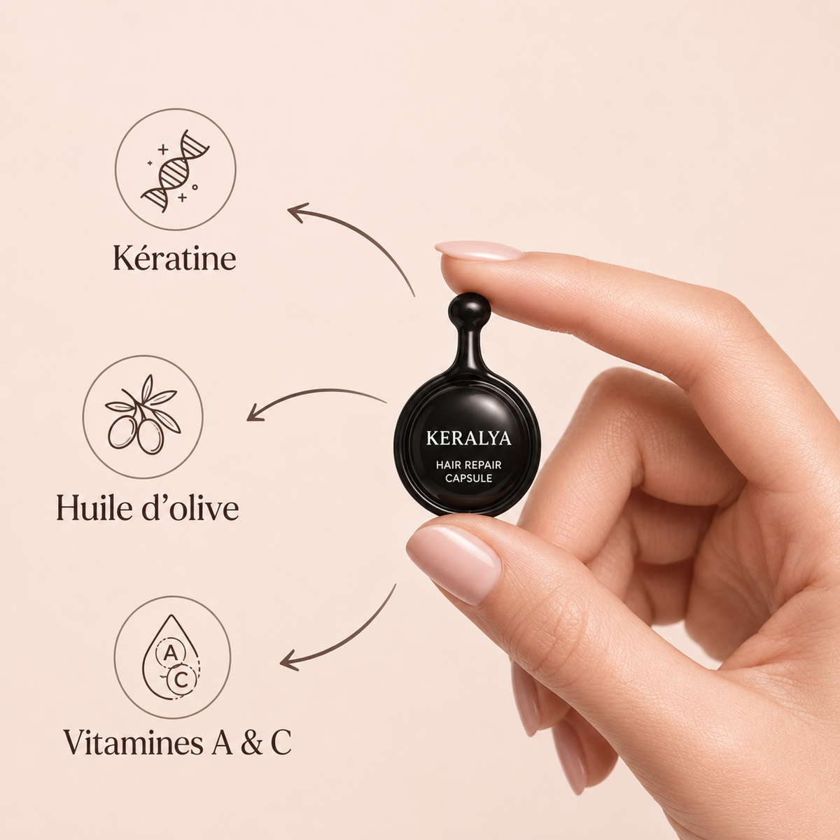 Soin capillaire en capsules huile d'olive pour cheveux doux brillants et proteges