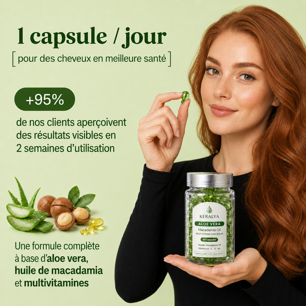 Serum keratine et vitamines A C E B5 pour cheveux nourris et soin anti-frisottis